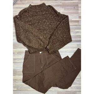 Kimchi Blue Brown Speckled Knit Sweater Cozy Women’s L Cottagecore Grunge Layer